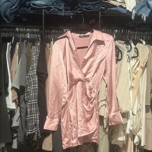 Zara Pink Satin Dress